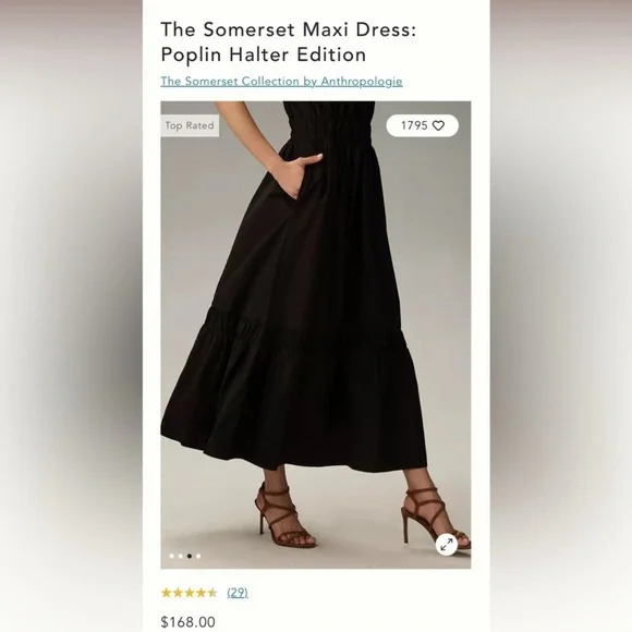 Somerset Maxi Dress: Poplin Halter Edition Anthropologie NWT Black Maxi Dress - Picture 3 of 8